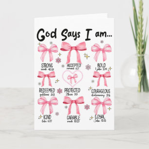 God Says I Am Pink Coquette Christian Jesus Happy  Card