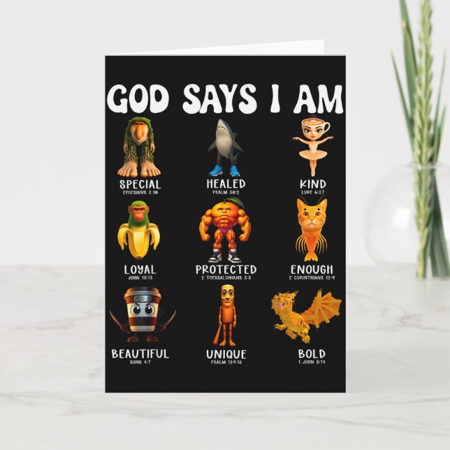 God Says I Am Quirky Italian Brainrot Scripture De Card (Front)