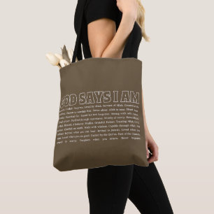 God Says I Am Strong Muslim Faith Inspirational Tote Bag