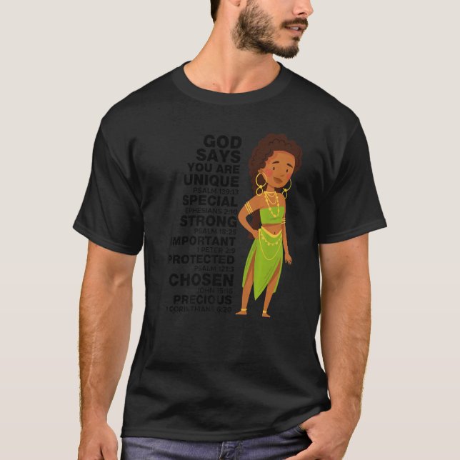God Says Melanin Girl International Women Day Girl T-Shirt (Front)