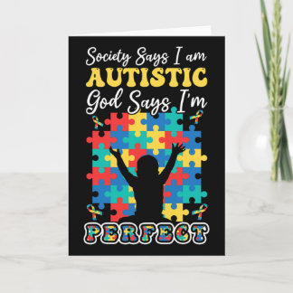 God Says Perfect Colourful Puzzle Kid Autism Aware Card