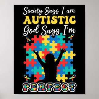 God Says Perfect Colourful Puzzle Kid Autism Aware Poster