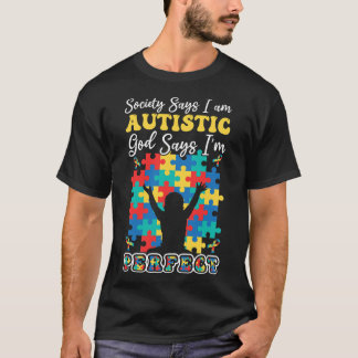 God Says Perfect Colourful Puzzle Kid Autism Aware T-Shirt