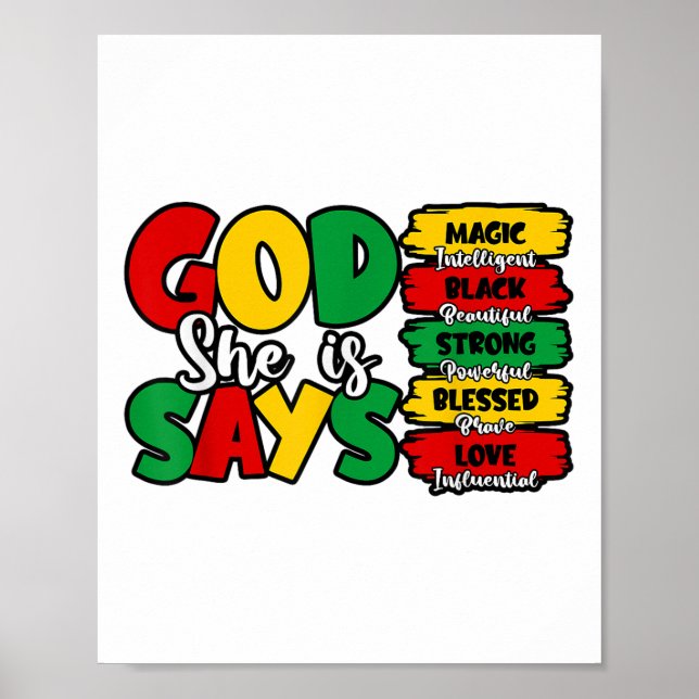 God Says She Is Bible Verse Juneteenth Black Freed Poster (Front)