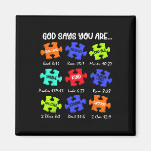 God Says You Are Autism Awareness Puzzle Be Kind C Magnet