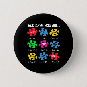 God Says You Are Bible Verses Christian Autism Awa 6 Cm Round Badge