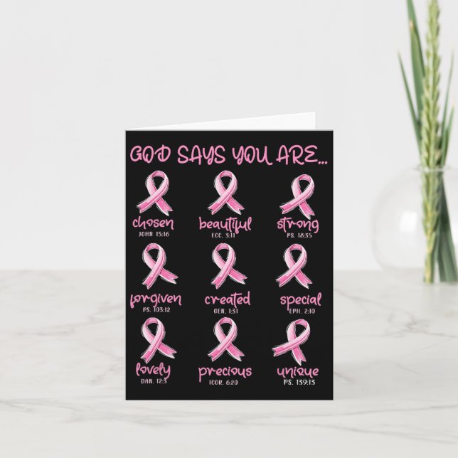 God Says You Are Christian Breast Cancer Survivor  Card (Front)