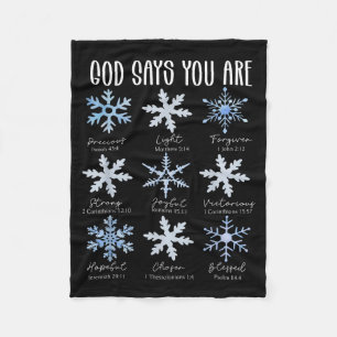 God Says You Are Christian Snowflake Christmas Bib Fleece Blanket
