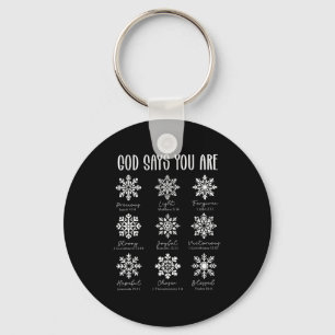 God Says You Are Christian Snowflake Christmas Bib Key Ring