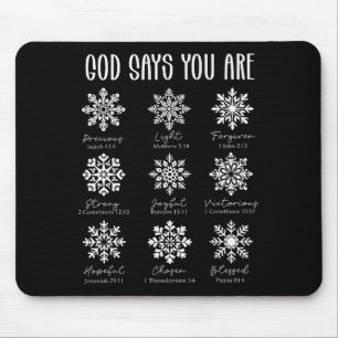God Says You Are Christian Snowflake Christmas Bib Mouse Mat