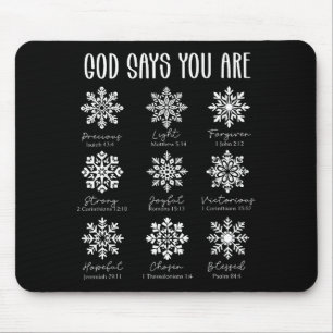 God Says You Are Christian Snowflake Christmas Bib Mouse Mat