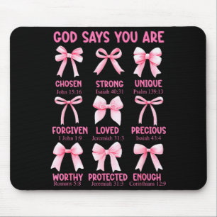 God Says You Are Coquette Pink Bow Christian Bible Mouse Mat