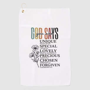God Says You Are Faith Flower Vintage Shirt Design Golf Towel