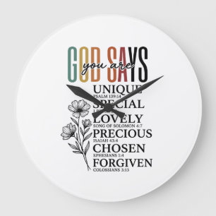 God Says You Are Faith Flower Vintage Shirt Design Large Clock