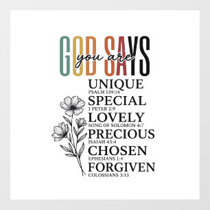 God Says You Are Faith Flower Vintage Shirt Design Window Cling