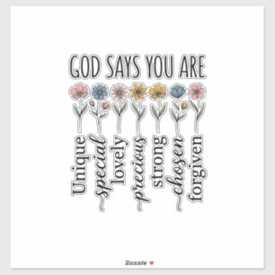 God Says You Are Floral Christian Vector Design_1