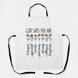 God Says You Are Floral Christian Vector Design_1 Apron