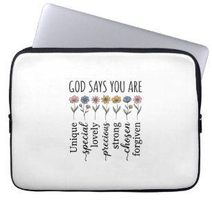 God Says You Are Floral Christian Vector Design_1 Laptop Sleeve