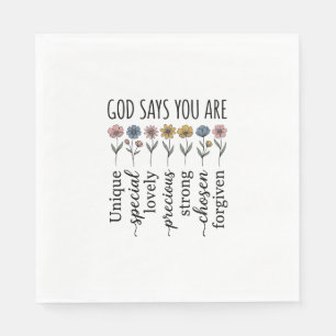 God Says You Are Floral Christian Vector Design_1 Napkin