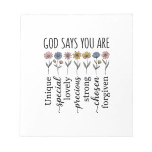 God Says You Are Floral Christian Vector Design_1 Notepad