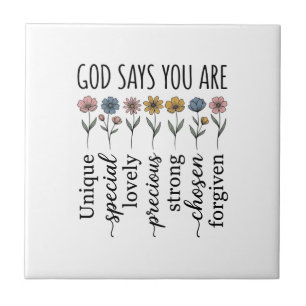 God Says You Are Floral Christian Vector Design_1 Tile