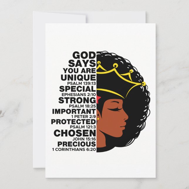 God Says You Are Melanin Christian Sista Queen Invitation (Front)