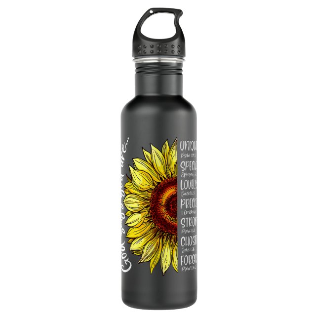 God Says You Are Sunflower Christian Bible Verses  710 Ml Water Bottle (Front)