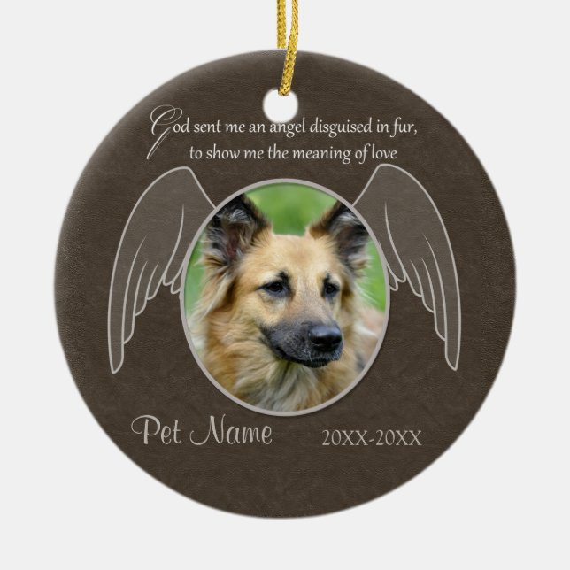 God Sent an Angel Pet Sympathy Custom Ceramic Tree Decoration (Front)