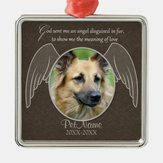 God Sent an Angel Pet Sympathy Custom Metal Tree Decoration (Front)