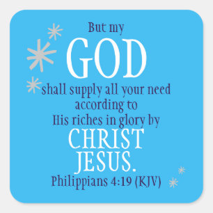 GOD Shall Supply Scripture Snowflake Weather Square Sticker
