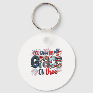 God Shed His Grace On Thee 4th Of July Groovy Patr Key Ring