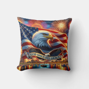 God Shed His Grace Patriotic Throw Pillow