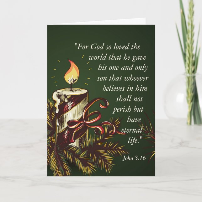God so Loved the World, John 3:16 Christmas Holiday Card (Front)