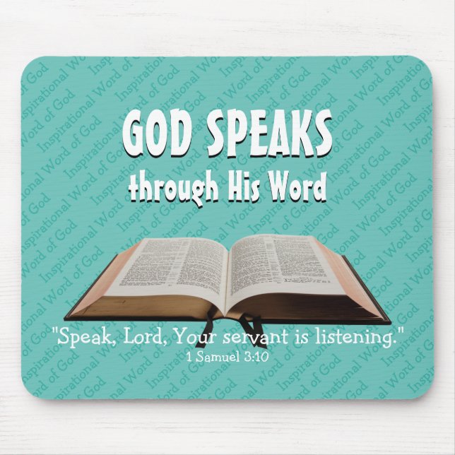 GOD SPEAKS Bible Year 2020 Custom Scripture Aqua Mouse Mat (Front)