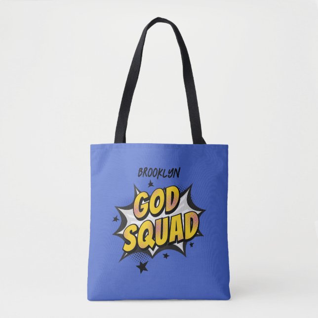 God Squad Christian youth group Sunday school Tote Bag (Front)