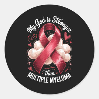 God Stronger Than Multiple Myeloma Classic Round Sticker