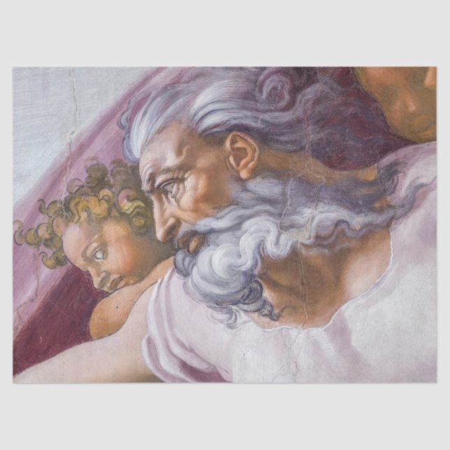 God the Father, Sistine Chapel by Michelangelo Tissue Paper (Front)