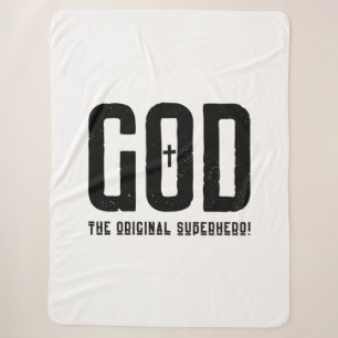 God The Original Superhero Biblical Cross Sherpa Blanket
