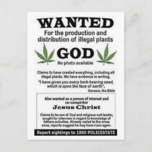 god wanted poster postcard
