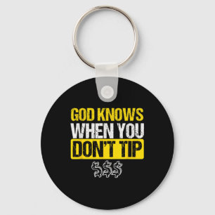God White Tip Bartender Barman Waiter Pub Gift Key Ring