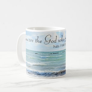 God Who Performs Miracles Ocean Blue Bible Verse Coffee Mug