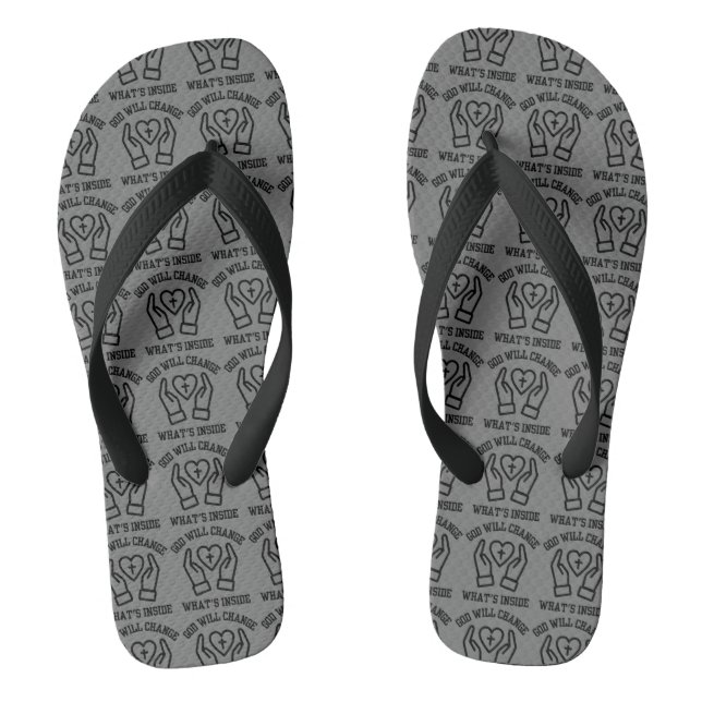 God Will Change What's Inside Grey All-Over Unisex Flip Flops (Footbed)