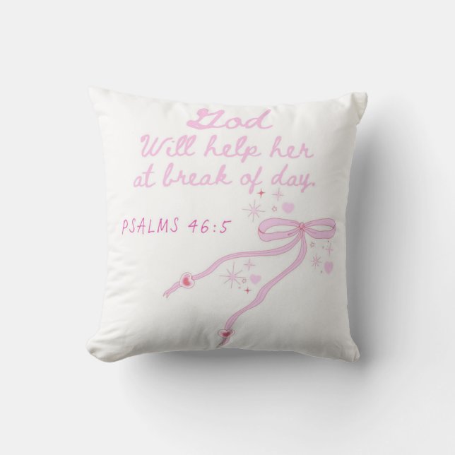 God Will Help Her at Break of Day , Coquette Bow Cushion (Front)