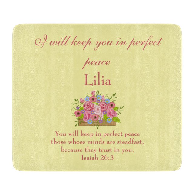 God will keep you in perfect peace cutting board (Front)