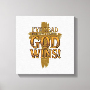 God Wins Christian Vintage Cross Typography Shirt_ Canvas Print