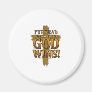 God Wins Christian Vintage Cross Typography Shirt_ Magnet
