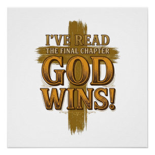 God Wins Christian Vintage Cross Typography Shirt_ Poster