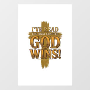 God Wins Christian Vintage Cross Typography Shirt_ Window Cling
