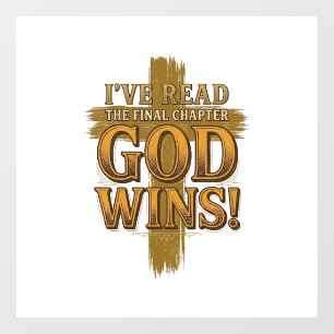 God Wins Christian Vintage Cross Typography Shirt_ Window Cling