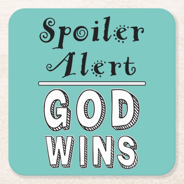 God Wins Square Paper Coaster (Front)